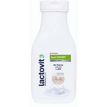 Lactovit Gel de Ducha y Champú 2 en 1 Sport, para Pieles y Cabellos Normales, Gel Cuerpo y Cabello, Delicado y Sofisticado, 250 Mililitros