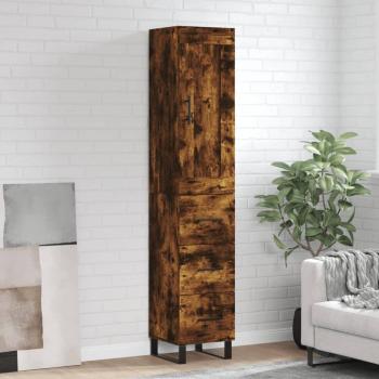 Aparador de madera contrachapada roble ahumado 34,5x34x180 cm vidaXL - Marrón