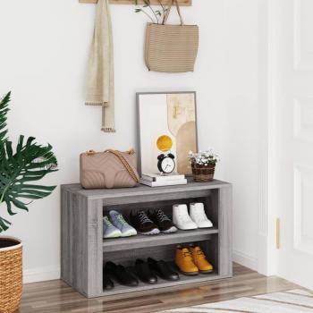 Zapatero de Madera Contrachapada Auxiliar Armario Consola Color Blanco, Roble Ahumado, Marrón Roble - 75x35x45 cm, Gris Sonoma