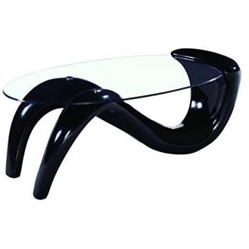 Mesa de centro oval Maya en fibra de vidrio - Negro