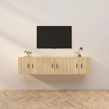 Mueble TV de pared 3 piezas Sonoma Oak 57x34,5x40 cm