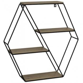 Estante de pared Fyrk, Roble/Negro, 51 x 52 cm, Forma de esquina, Estilo Industrial