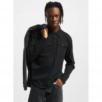 Brandit Long Sleeve Jersey Polo Shirt Willis - Black - 5XL