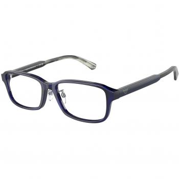 Emporio Armani Gafas Graduadas EA 3215D 5358, Armazones para Hombre Azules, Ajuste Asiático, Lentes Recetadas de 56 mm