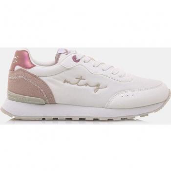 Zapatillas Mustang Joggo para Mujer en Blanco con Cierre de Cordones y Puntera Redonda