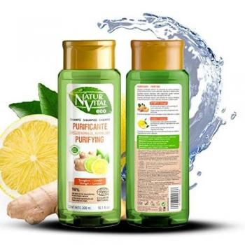 NaturVital Champú Eco Purificante | con Jengibre y Cítricos de cultivo Bio certificado| Sin Parabenos
