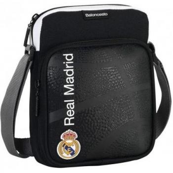 Safta Real Madrid Basket Bandolera, 16 x 22 x 6 cm, Color Negro