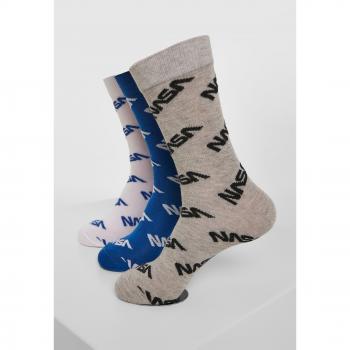Calcetines Mister Tee NASA Todo en Uno 3-Pack Azul/Grey/Blanco Talla 47-50