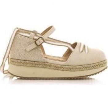 Alpargatas Silvana beige Mustang Kids con cuña y cintas al tobillo