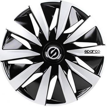 Sparco SPC1591BKSV Tapacubos Lazio, Negro/Plata, Set de 4, 15 pulgadas