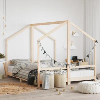 Estructura de Cama Infantil de Madera Maciza de Pino 2x(80x200) cm