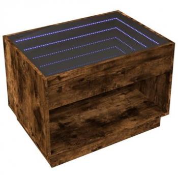 Mesa de centro con Infinity LED roble ahumado 70x50x50 cm