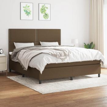 Cama box spring suave con colchón marrón oscuro 180x200 cm Tela