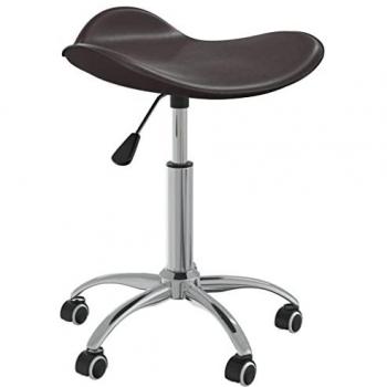 Silla de oficina de cuero sintético marrón ajustable y confortable