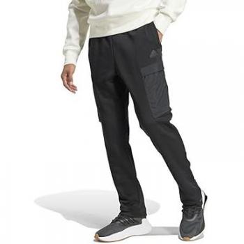 Adidas Men's City Escape Fleece Joggers with Cargo Pockets, Black, XL