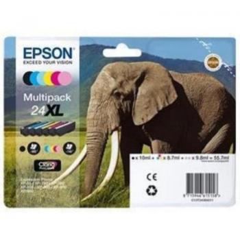 Epson 24XL Multipack Cartucho de Tinta Original Alta Capacidad - C13T24384011 (Negro/Cian/Amarillo/Magenta/Cian Claro/Magenta Claro)