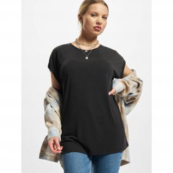 Urban Classics Women's Black Modal Extended Shoulder T-Shirt