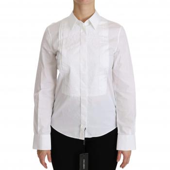 Dolce & Gabbana Women's White Long Sleeve Polo Shirt - IT44|L, Size M, Luxury Logo Collared