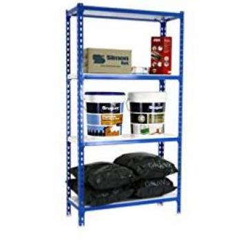 Estantería SIMONCLICK MINI 4/400 1500 Azul/Blanco - Estantería metálica sin tornillos, 4 baldas ajustables, capacidad de 180 kg de punto de flexión, dimensiones de 150