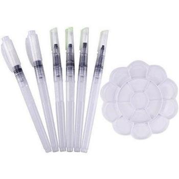 Mudder Pincel de Agua Acuarela Cepillo de Agua de Pintura con Paleta de Pintura de Mezcla, 6 Piezas