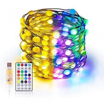 Guirnalda Luces 10M 100 LED, Cadena de Luces Impermeable IP65, Luces Navidad USB y Luces de Hadas para Decorativas, Navidad, Habitacion, Fiesta, Jardín, Bodas, Césped - Alambre de Plata