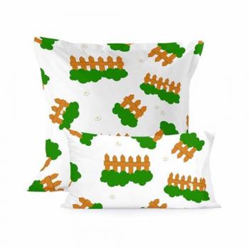 Funda de Almohada Infantil Piggys 80x80 cm, 100% Algodón, Calidad 150 TC, Multicolor, Fabricada en España