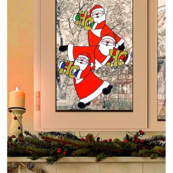 Pegatina Ventana Trío Papá Noel Vertical de 40 cm de la marca Widmann.