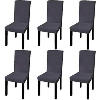 vidaXL Funda para Silla elástica Recta 6 Unidades Gris Antracita