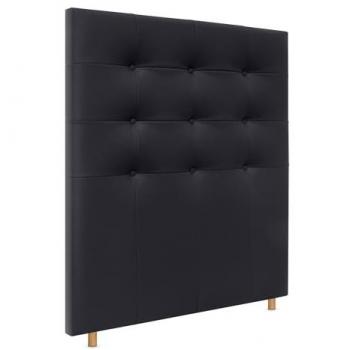 Cabecero Capitoné hasta el Suelo 8cm Tapizado en Tela y Polipiel Negro para Cama Dormitorio Acualine
