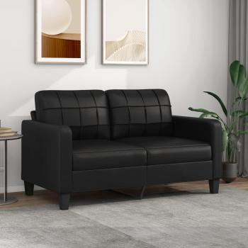 Sofá 2 Plazas Cuero Sintético Negro 140 Cm