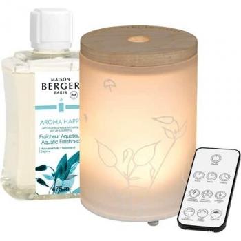 Difusor eléctrico Aroma Happy Maison Berger Paris - Difusor de aromas eléctrico, diseño elegante, tecnología ultrasónica, capacidad para 100 ml, apagado automático, compatible con aceites esenciales y fragancias Maison Berger
