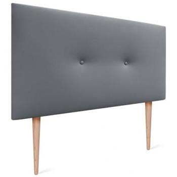 Cabecero de Polipiel Acolchado Liso con Botones y Patas 95x105cm - Gris para Cama Dormitorio Moderno