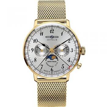 Zeppelin LZ129 Hindenburg Moonphase Women's Watch 36mm Silver Dial Quartz 7039M-1