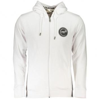 Cavalli Class White Cotton Zip-Through Hoodie Sweatshirt for Men - Size S