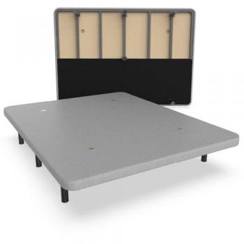 Base Tapizada de Acero Nalui 135x180 cm con Tejido 3D, Altura 25 cm, Gran Estabilidad y 5 Barras Transversales - Fabricado en España - Gris