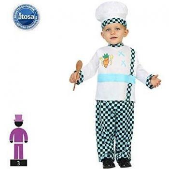 Atosa-24473 Disfraz Cocinero a Cuadros, 0 a 6 Meses
