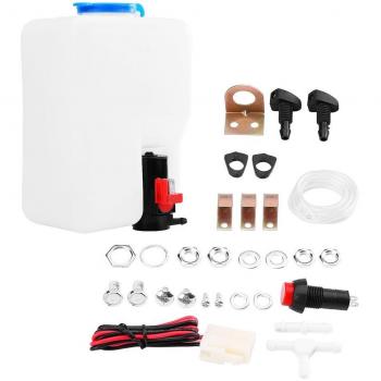Qiilu Universal 12V Kit de parabrisas arandela botella Limpiaparabrisas Botella para Coches Clásicos Barco Marina