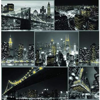 Papel Tapiz Negro Fresco Ciudad de Noche 10m