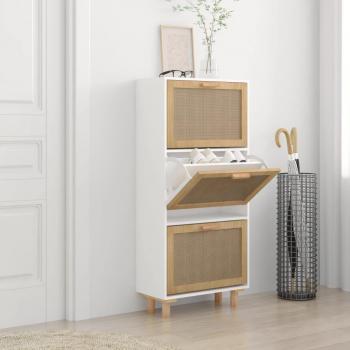 Zapatero Bianca 52x25x115 cm Multicapa Madera y Ratán Natural