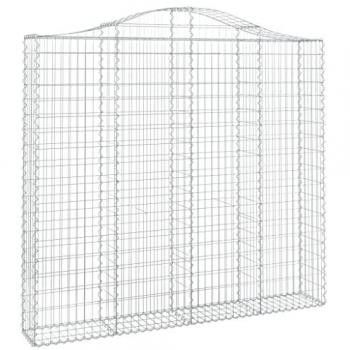Cestas de gaviones 5 uds forma de arco hierro 200x30x180/200 cm Plateado