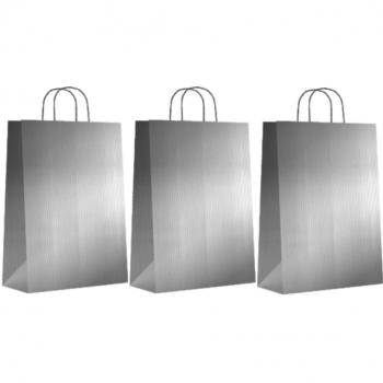 Bolsa Regalo ANDINA Kraft Plata, 24 x 10 x 32 cm. Pack x25