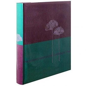 Álbum de fotos (100 páginas blancas), diseño de hojas de Ginkgo biloba, color verde y violeta