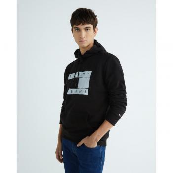 Tommy Jeans Black Sweatshirt with BDS Print, Male, Size: XL