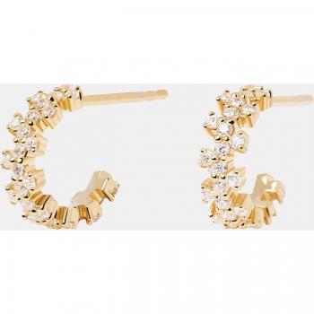Pendientes de aro Carry Overs de plata y circonita