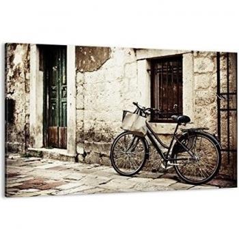 Cuadro sobre lienzo - Impresión de Imagen - Calle bicicleta ciudad ruinas - 120x80cm - Imagen Impresión - Cuadros Decoracion - Impresión en lienzo - Cuadros Modernos - AA120x80-2667