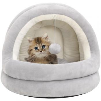 Cama para gatos gris y crema 50x50x45 cm