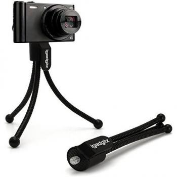 iGadgitz U4538 Flexibles Mini Trípode de Mesa Compatible con Cámara Compacta Digital con Clip de Bolsillo – Negro