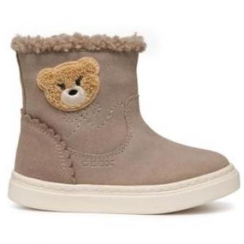 Bota Plana Geox Nashik Niña Pequeña Beige Oscuro