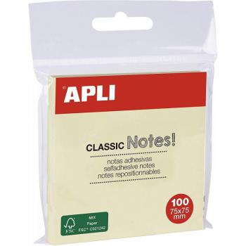 Bloc 100 hojas Notas Adhesivas 75x75mm Apli 11698