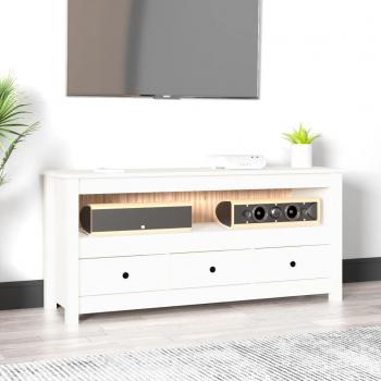 Soporte para TV de madera maciza de pino blanco 114x35x52 cm